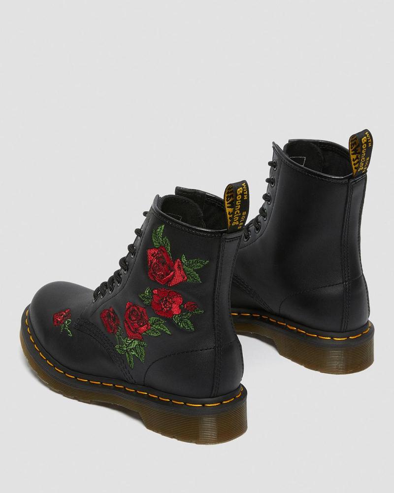 Dr Martens 1460 Vonda Floral Læder Snørestøvler Dame Sort | DK 215YXF